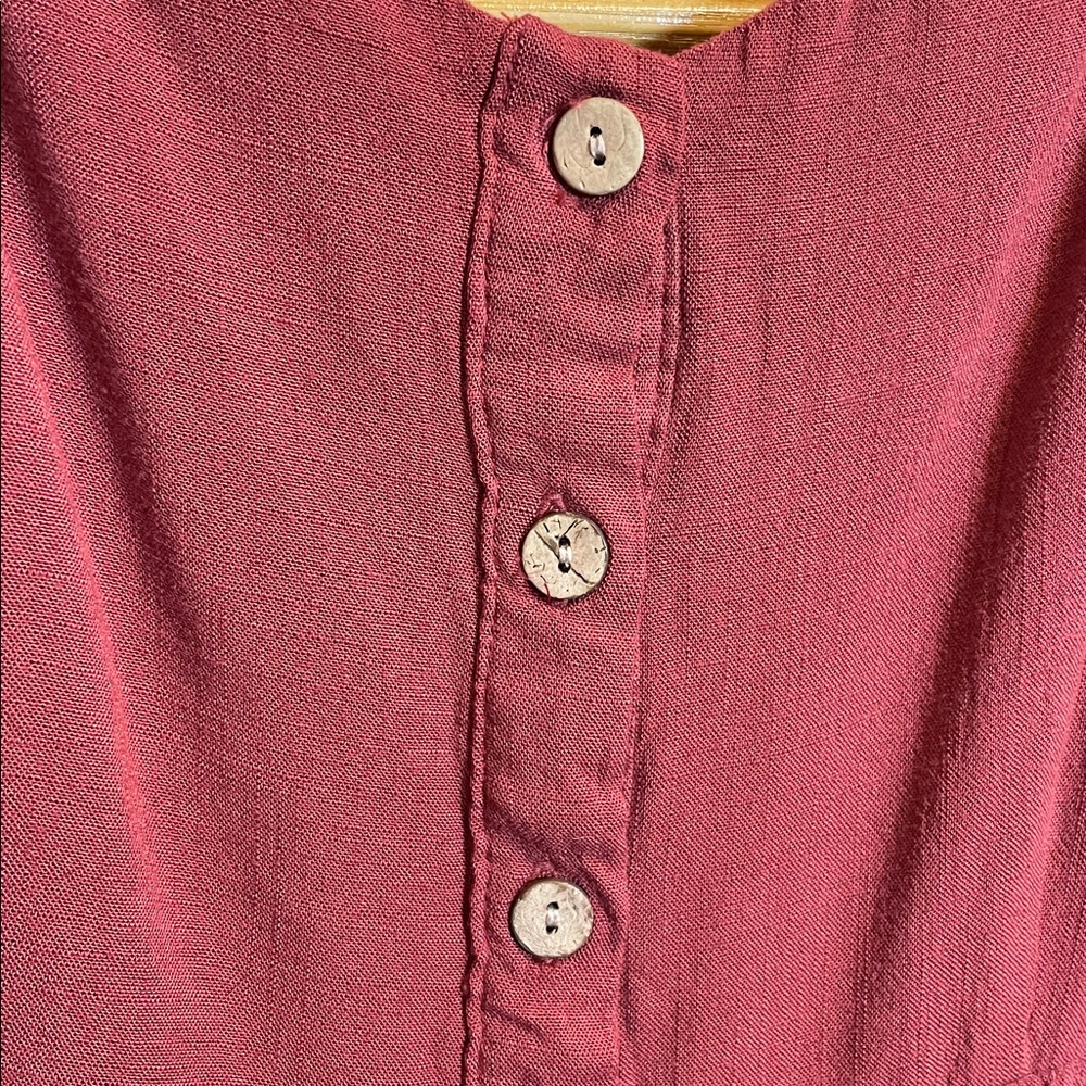 Be cool Rust Button-Down dress with smocking - Picture 3 of 4